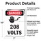 Signmission 208 Volts Danger Sign, Vinyl Decal, 7in W x 10in L, 2PK OS-2PACK-DS-D-710-V-1007 - alternate 2